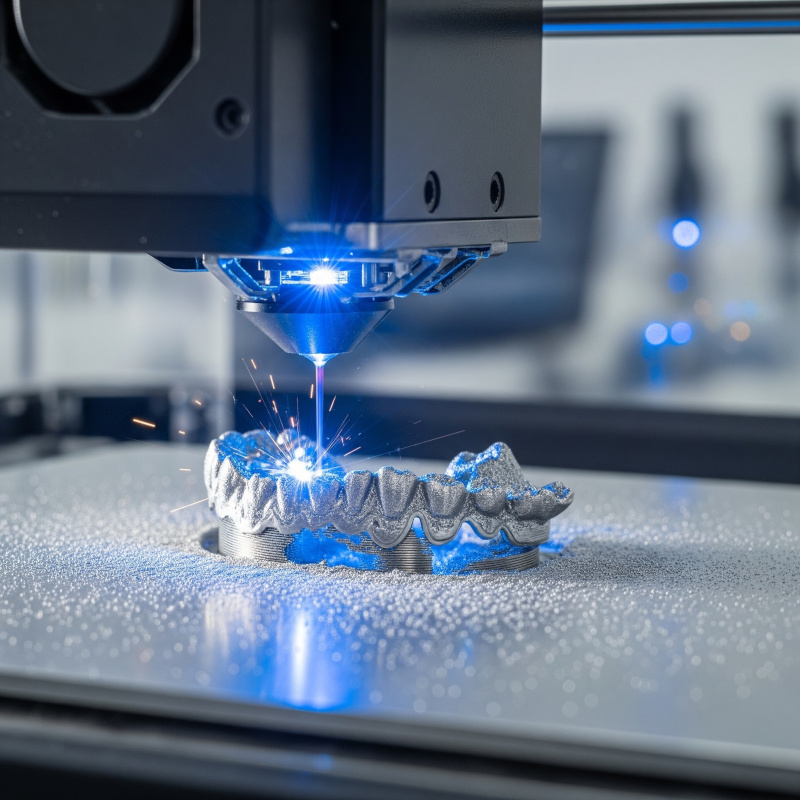 Proceso de sinterizado dental en laboratorio industrial